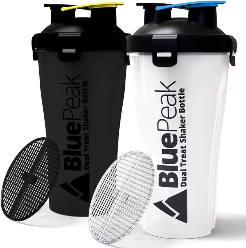 BluePeak 2 Pack 28 ounce Dual Treat Shaker Bottles