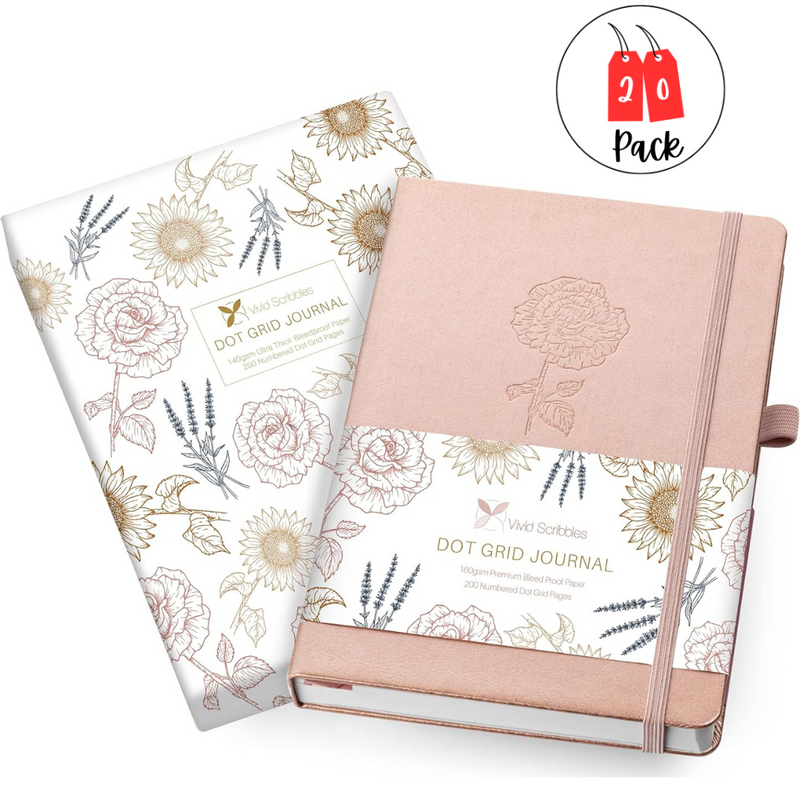 Vivid Scribbles A5 Shimmering Rose Garded 200 Page Luxury Dot Grid Journal