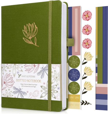 Vivid Scribbles A5 Whispering Flower 200 Page Luxury Dot Grid Journal