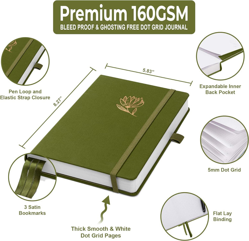 Vivid Scribbles A5 Whispering Flower 200 Page Luxury Dot Grid Journal