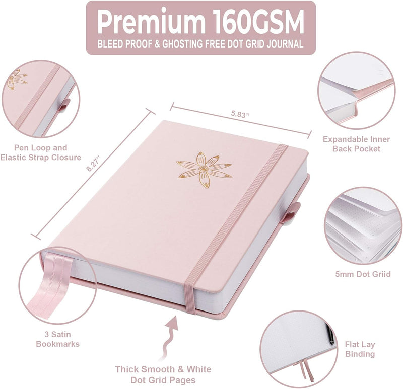 Vivid Scribbles A5 Guilded Flower 200 Page Luxury Dot Grid Journal